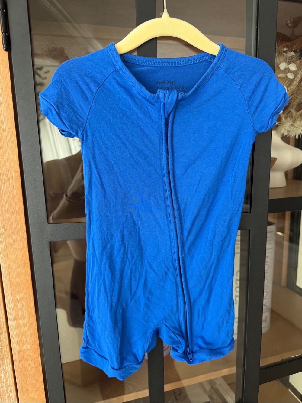 Little Sleepies shortie romper zippy bamboo cobalt royal blue unisex baby boy